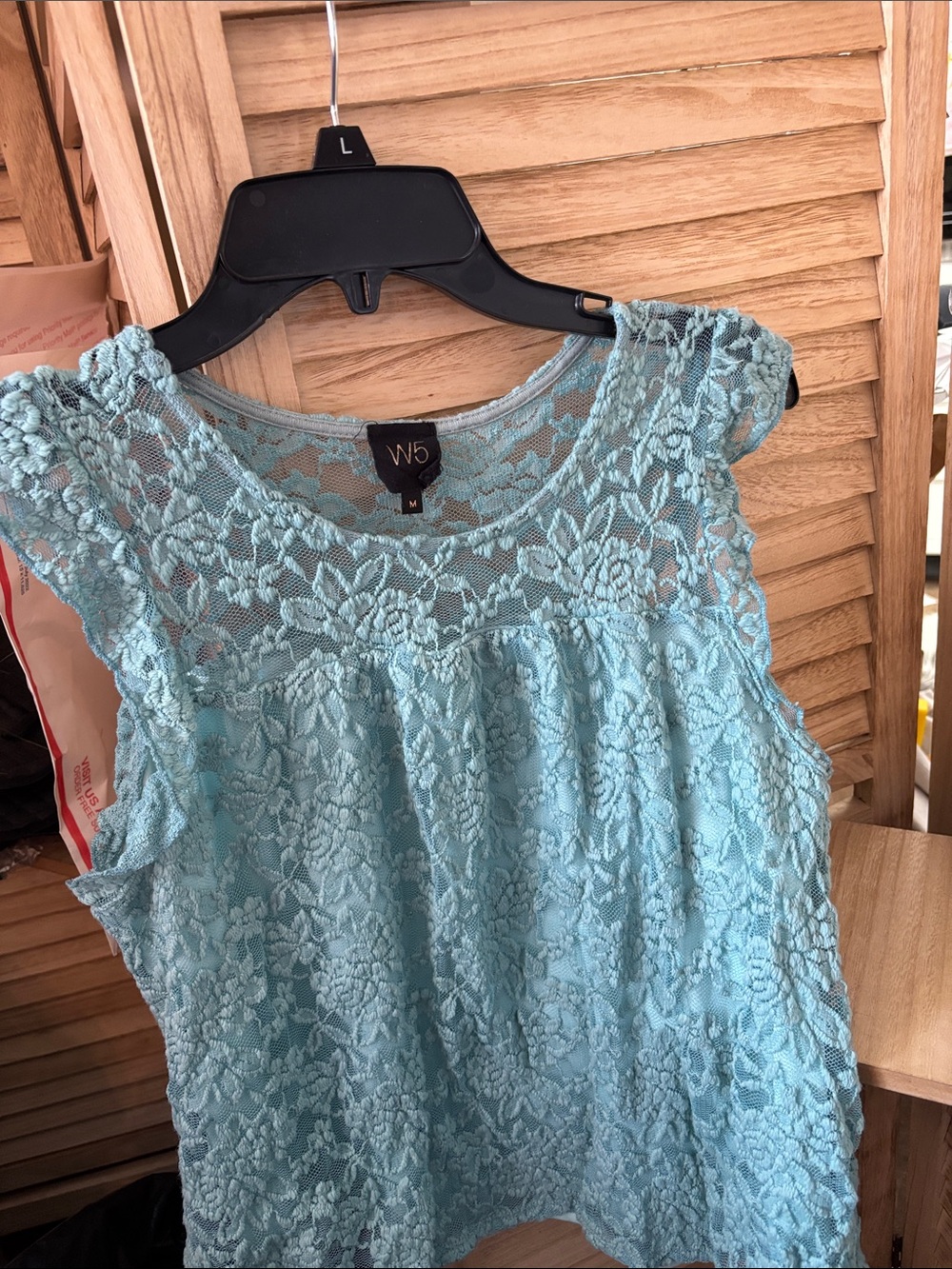W5 Mint Green Floral Lace Cap Sleeve Lined Top Medium